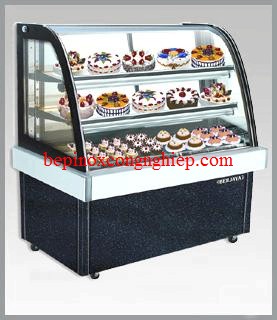 Tủ trưng bày bánh kính cong màu bạc